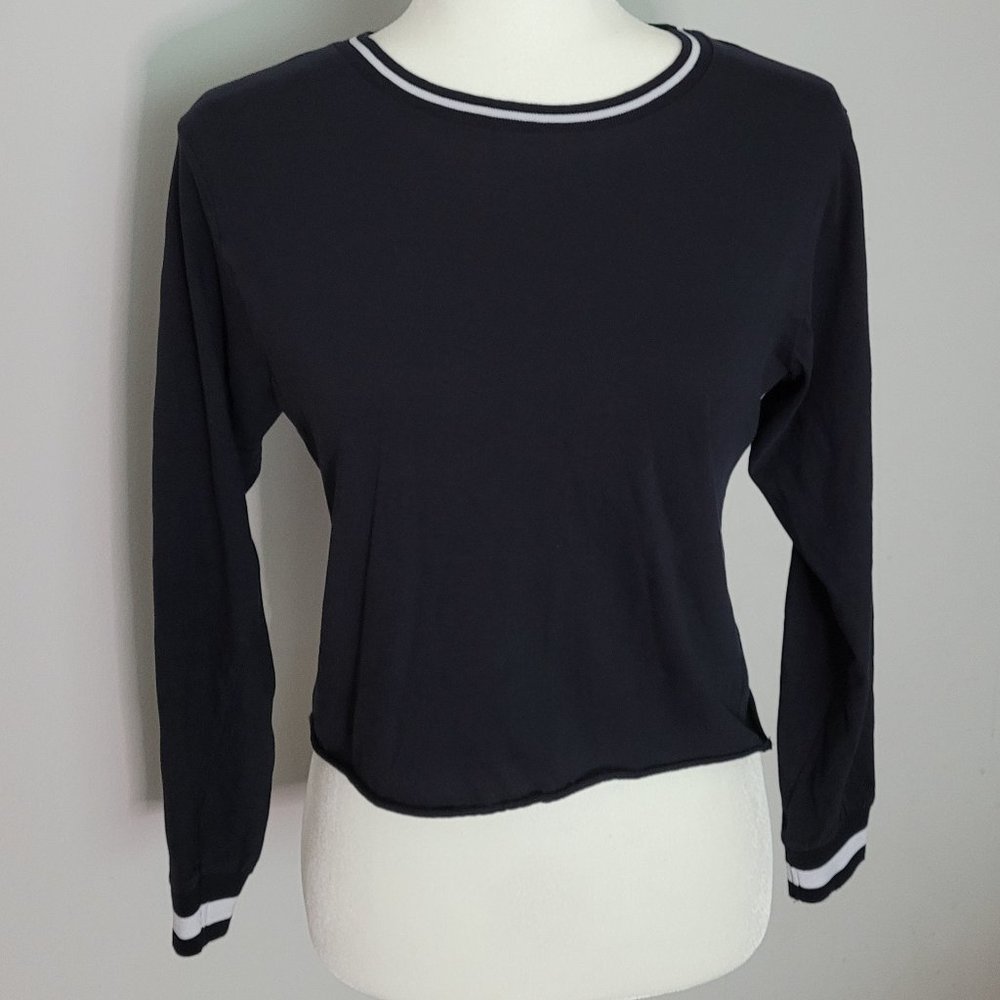 On Fire Long Sleeve Navy Top Med